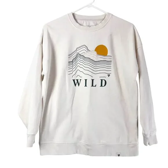 Gabriella Pullover Sweatshirt White Wild Graphic Crewneck Women’s Small Cozy - Picture 2 of 7